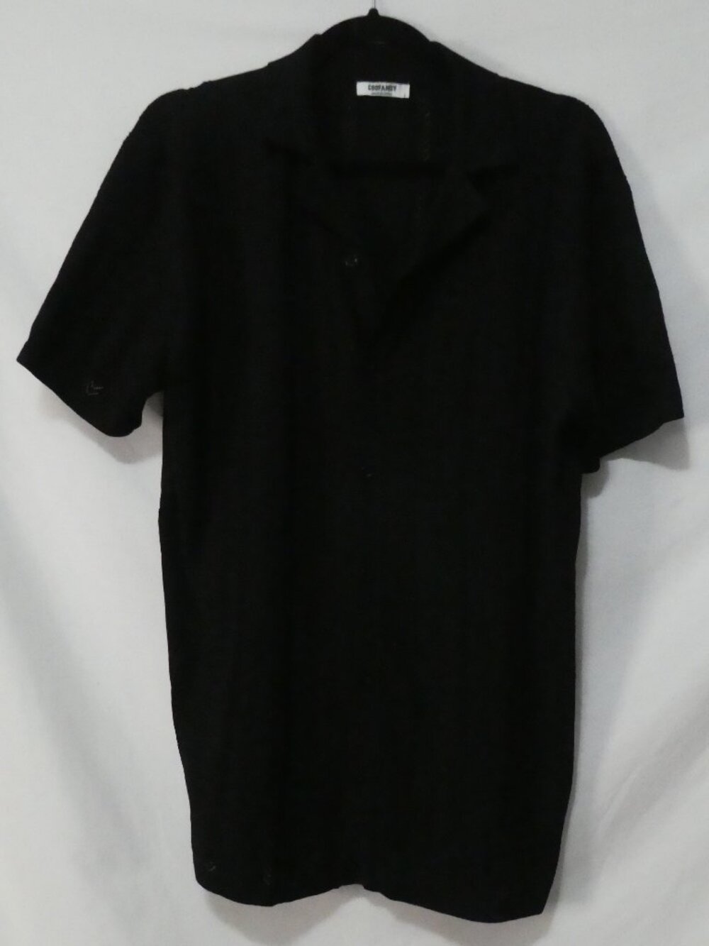 COOFANDY Black Textured Vacation Beach Short Sleeve Button-Up Shirt - Size Large